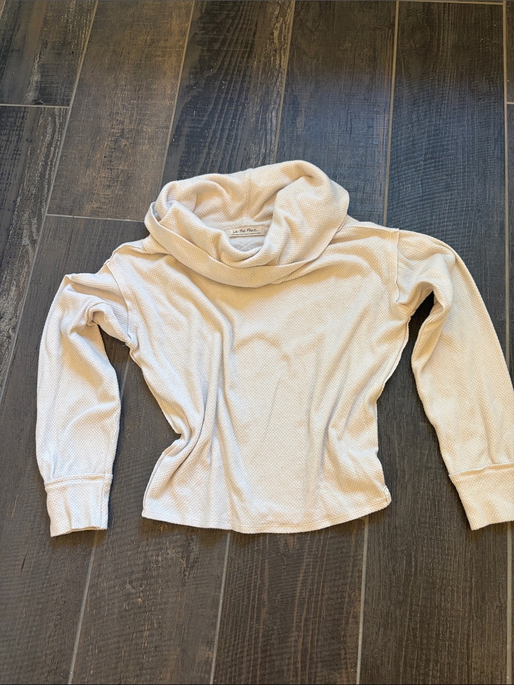 We The Free Cream Cowl Neck Long Sleeve Top